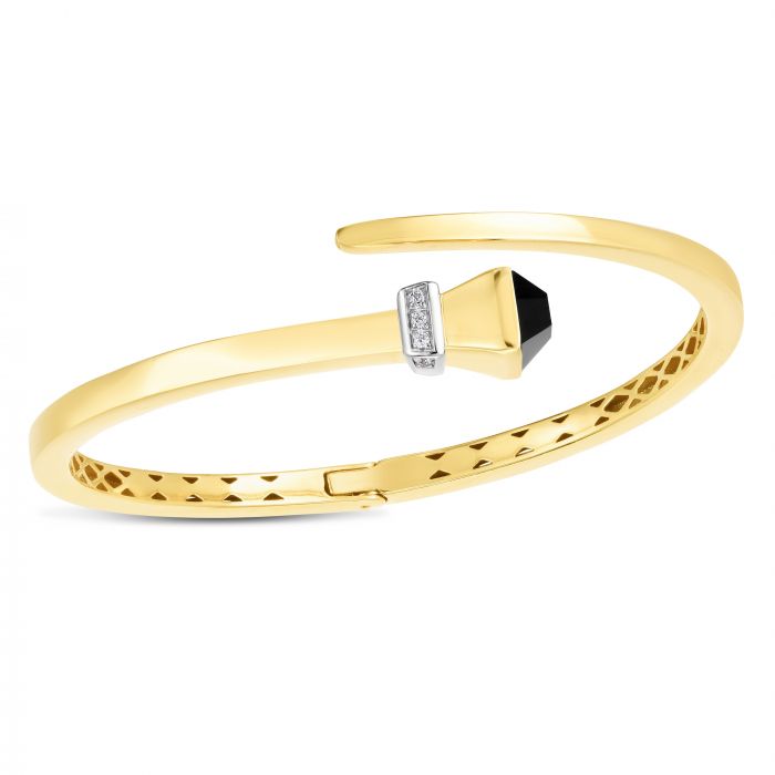 14K Yellow And White Gold Diamond Cuff Bracelet - Royal Chain Inc.