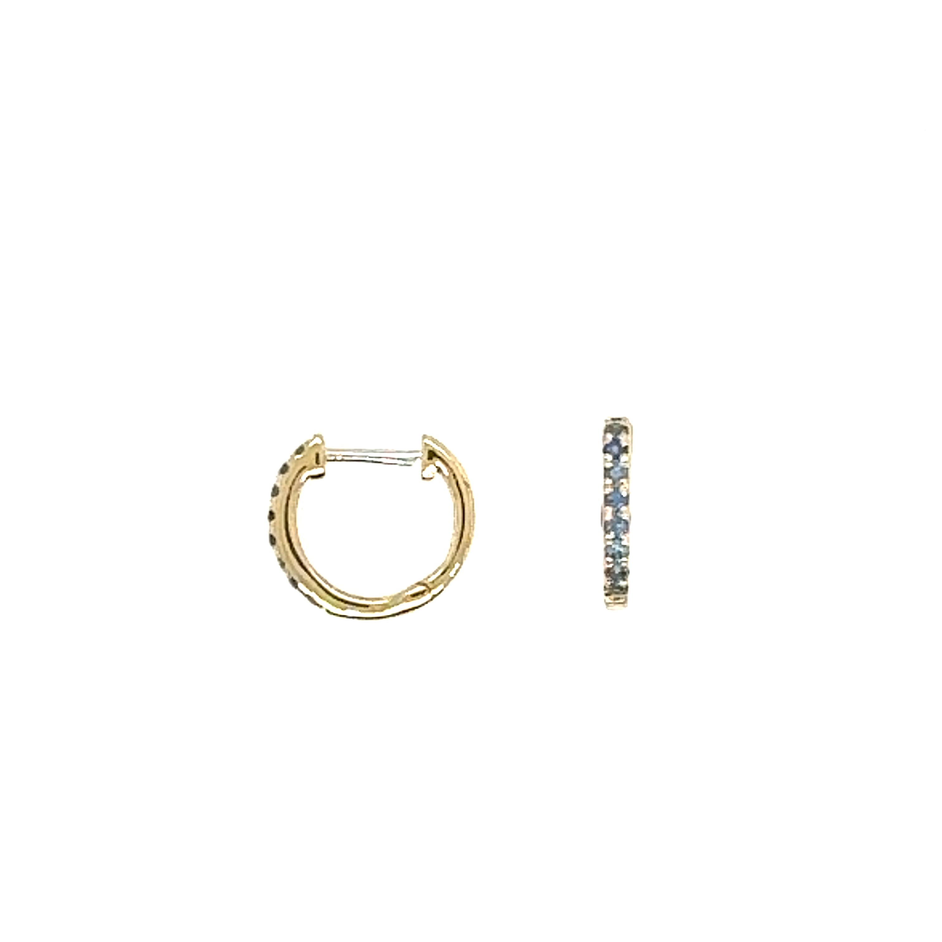 14K Yellow Gold Sapphire Small Hoop Earrings