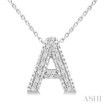 Sterling Silver Bubble Initial Diamond Pendant