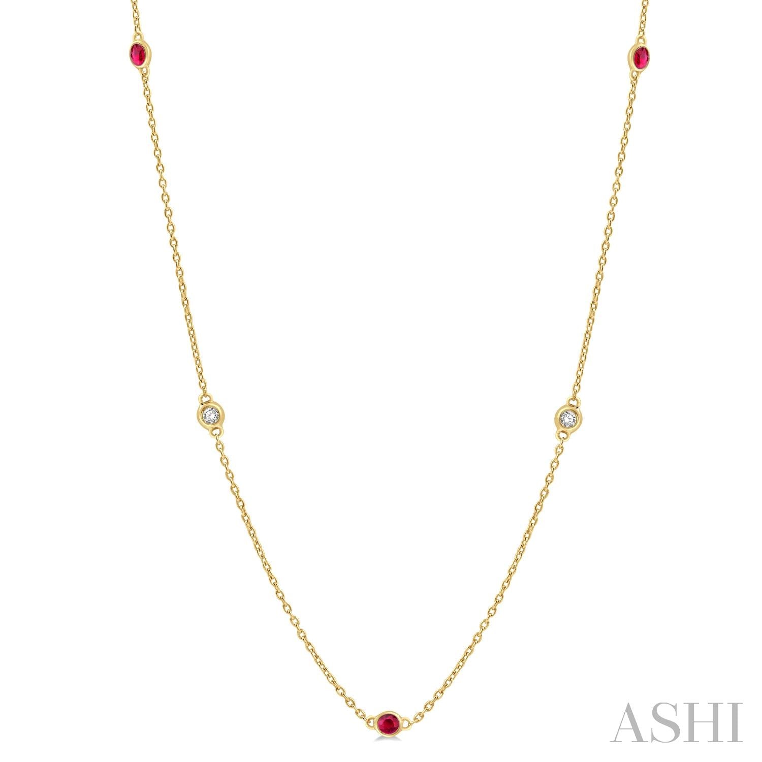 14K Yellow Gold Rubies Necklace