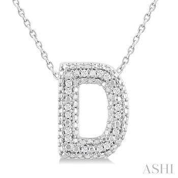 Sterling Silver Bubble Initial Diamond Pendant