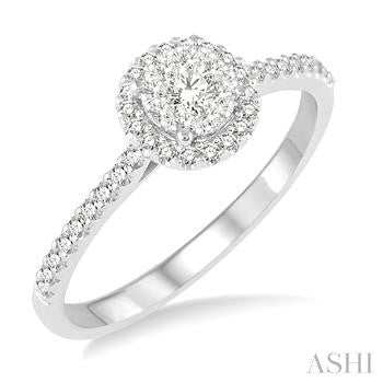 14k White Gold Lovebright Round Diamond Engagement Ring