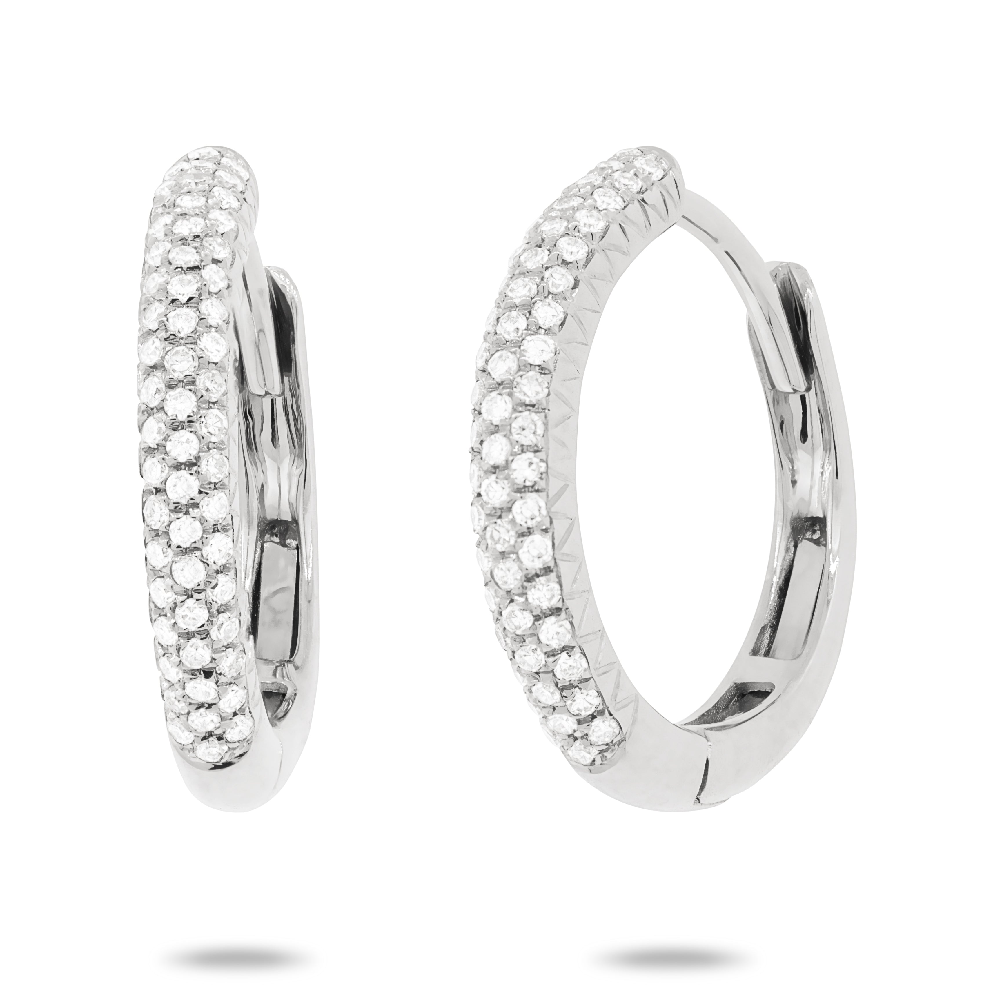 14k White Gold Small Hoop Diamond Earrings