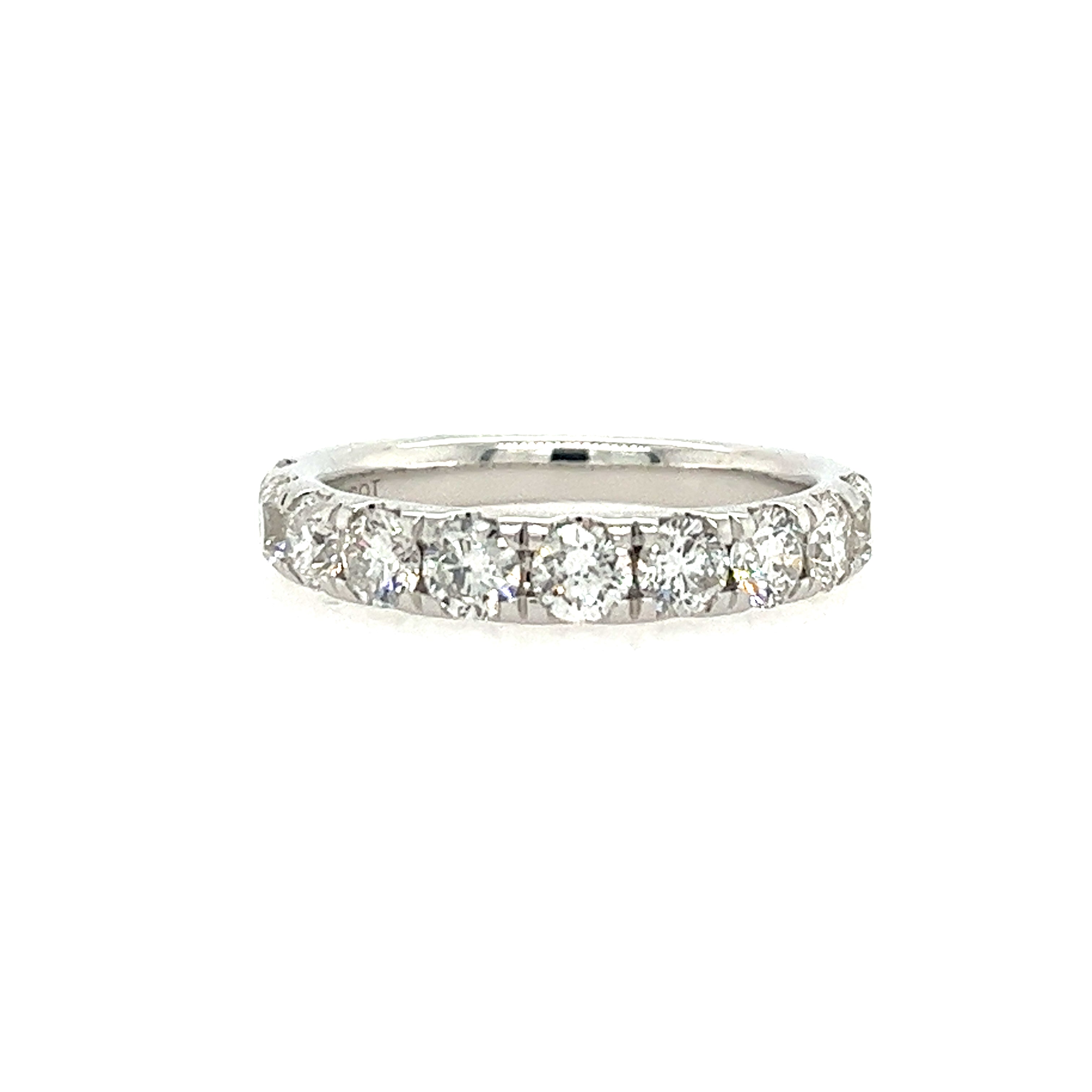 14k White Gold Shared Prong Diamond Wedding Band