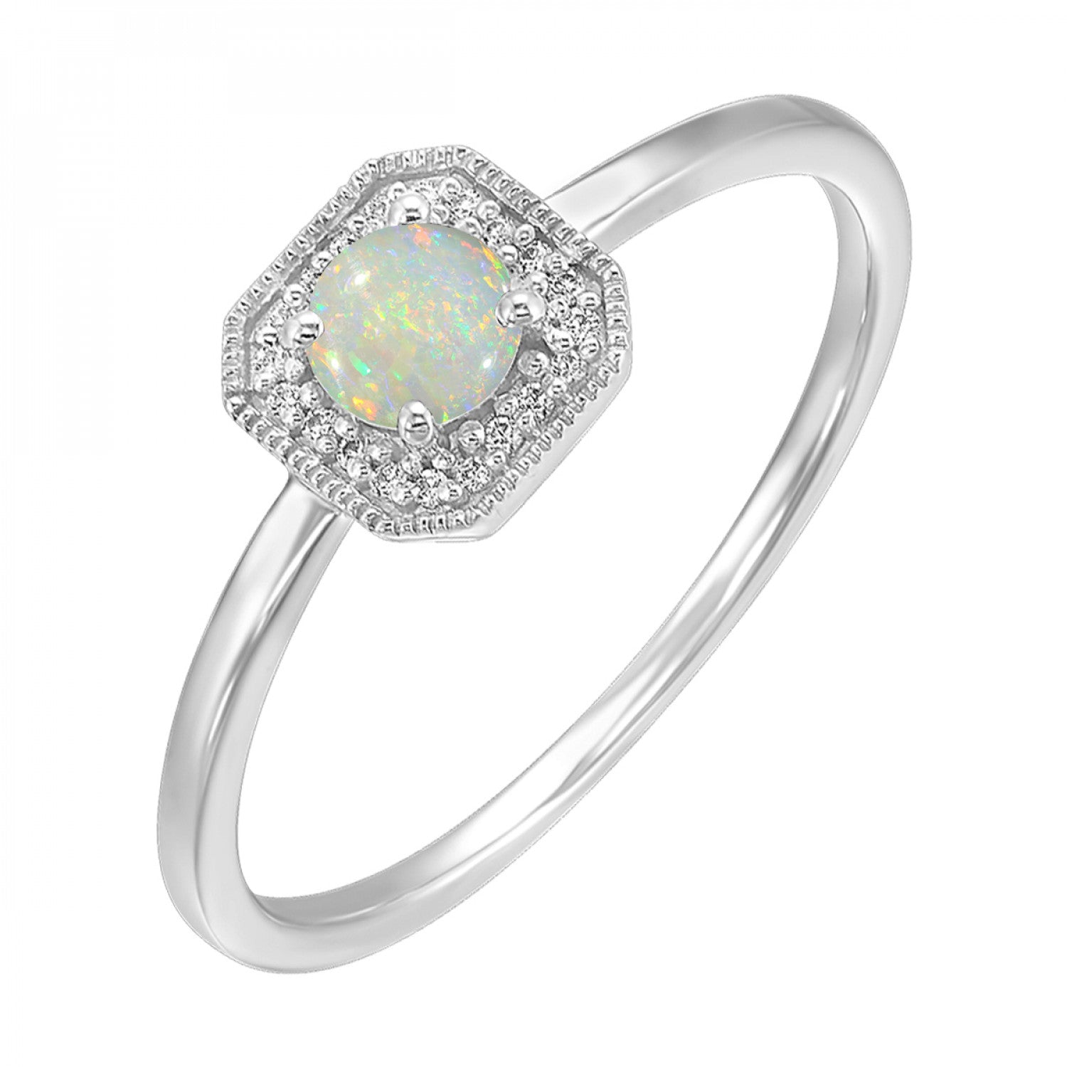 10K White Gold Opal Ring