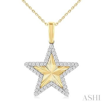 10K Yellow And White Gold Star Diamond Pendant