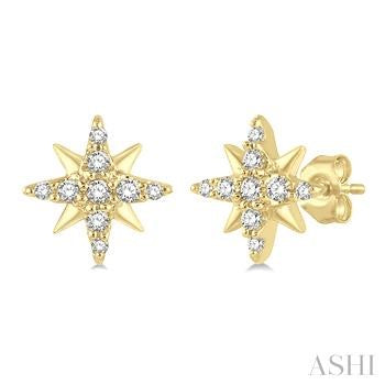10K Yellow Gold Button Diamond Earrings