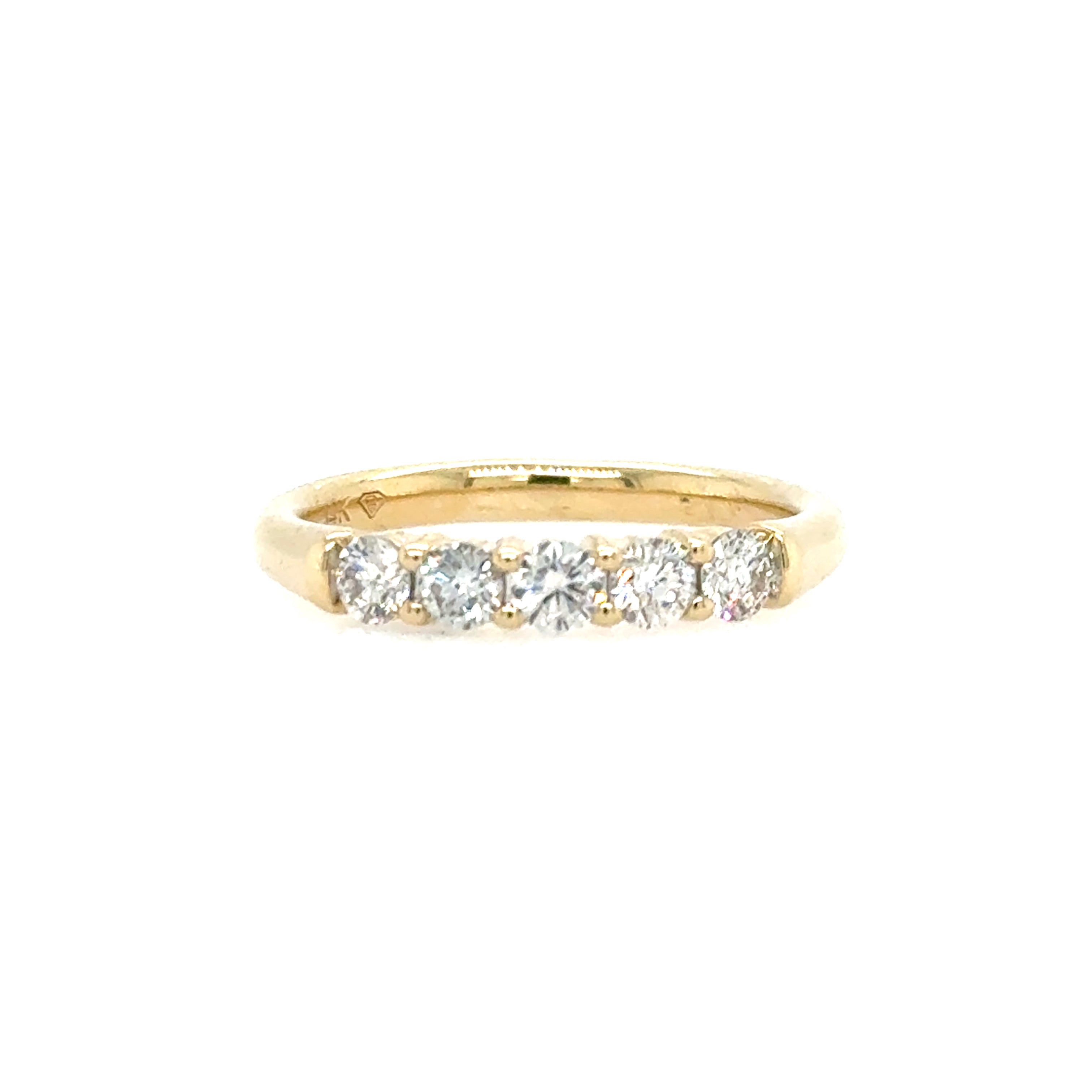 14K Yellow Gold 5 Stone Diamond Anniversary Ring