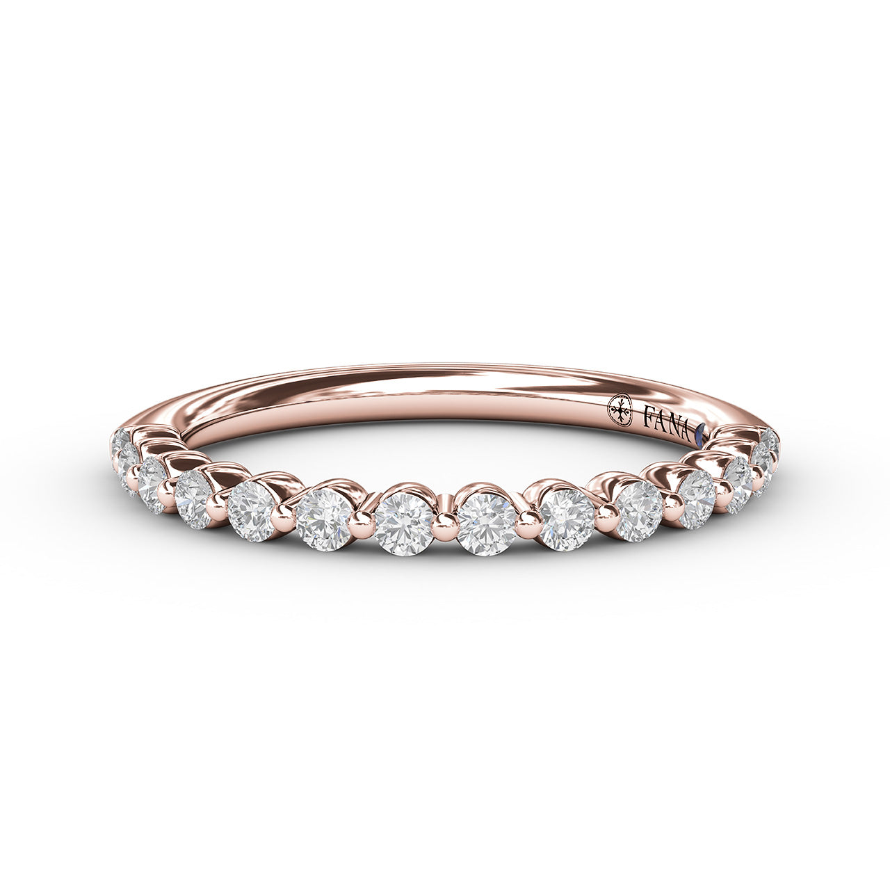 14K Rose Gold Shared Prong Diamond Wedding Band