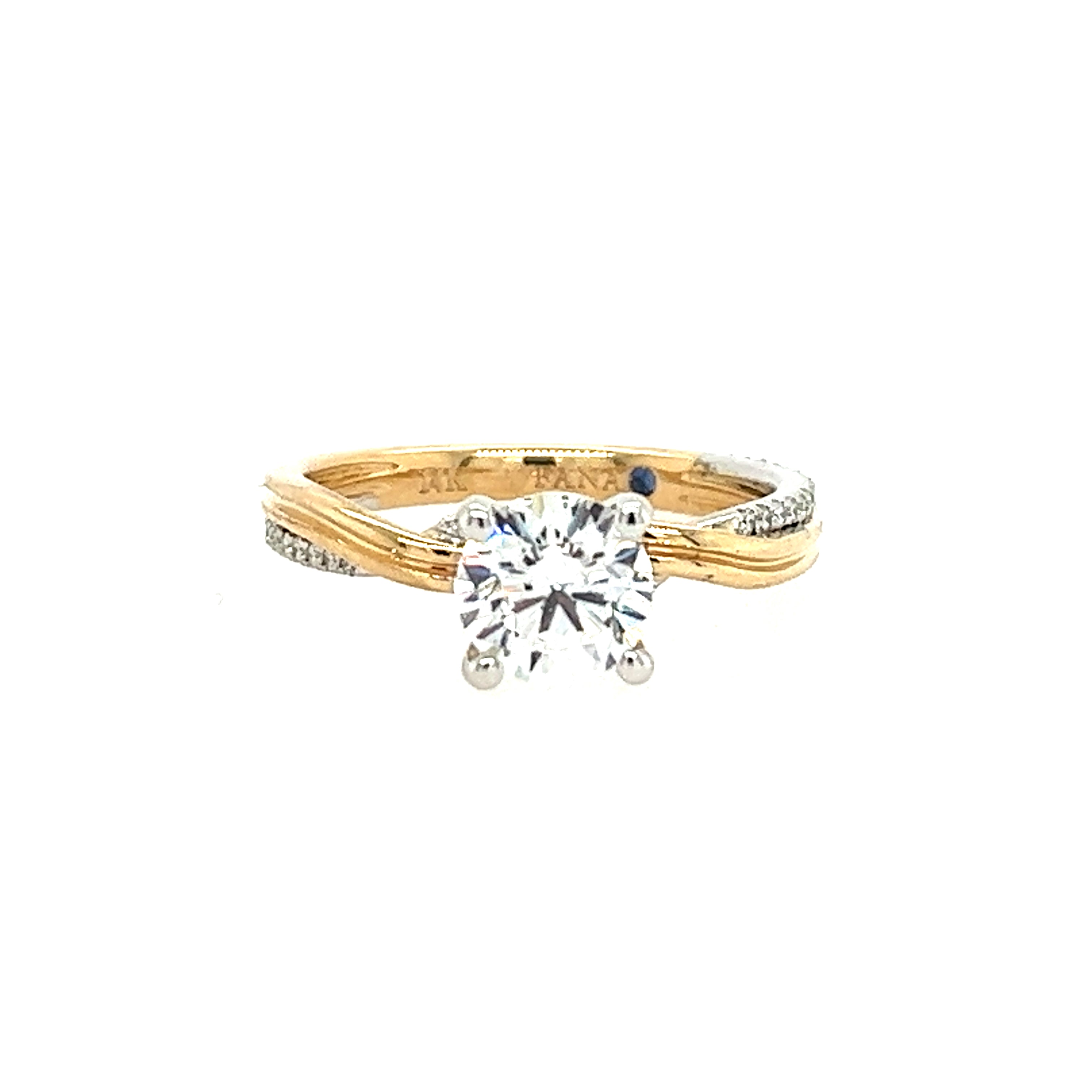 14K Yellow And White Gold Semi Mount Semi-Mount 
*center stone not included