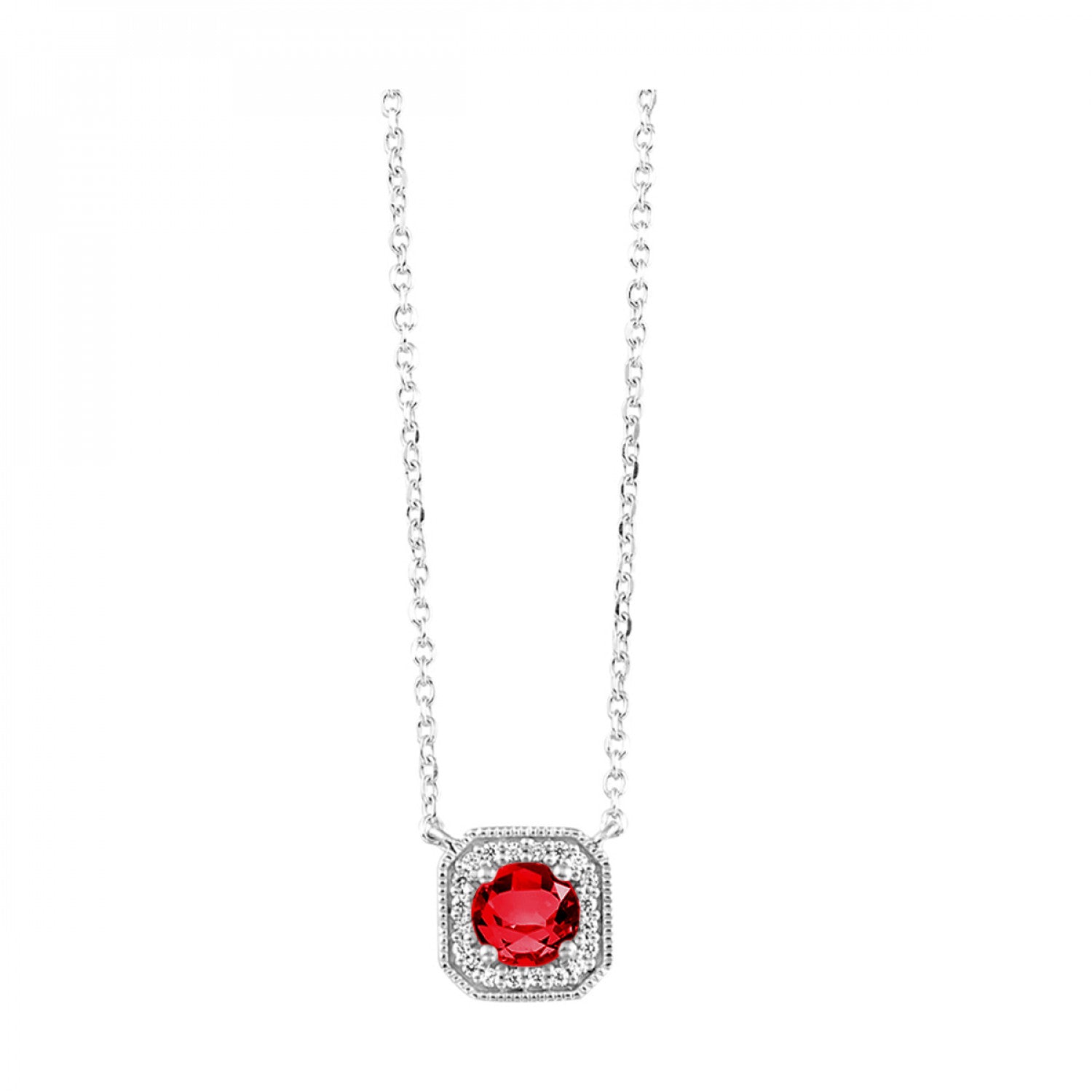 10K White Gold Garnet Pendant