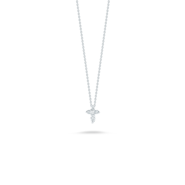 18k White Gold Baby Cross Diamond Pendant