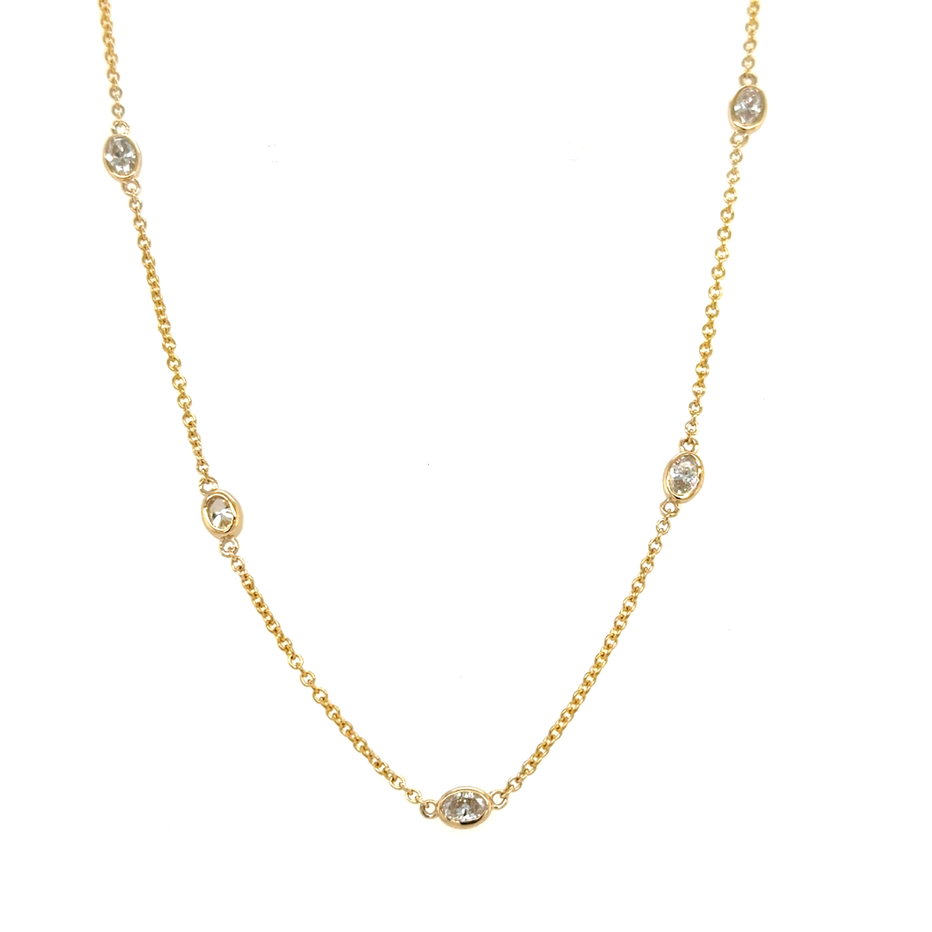 14K Yellow Gold Station Diamond Pendant