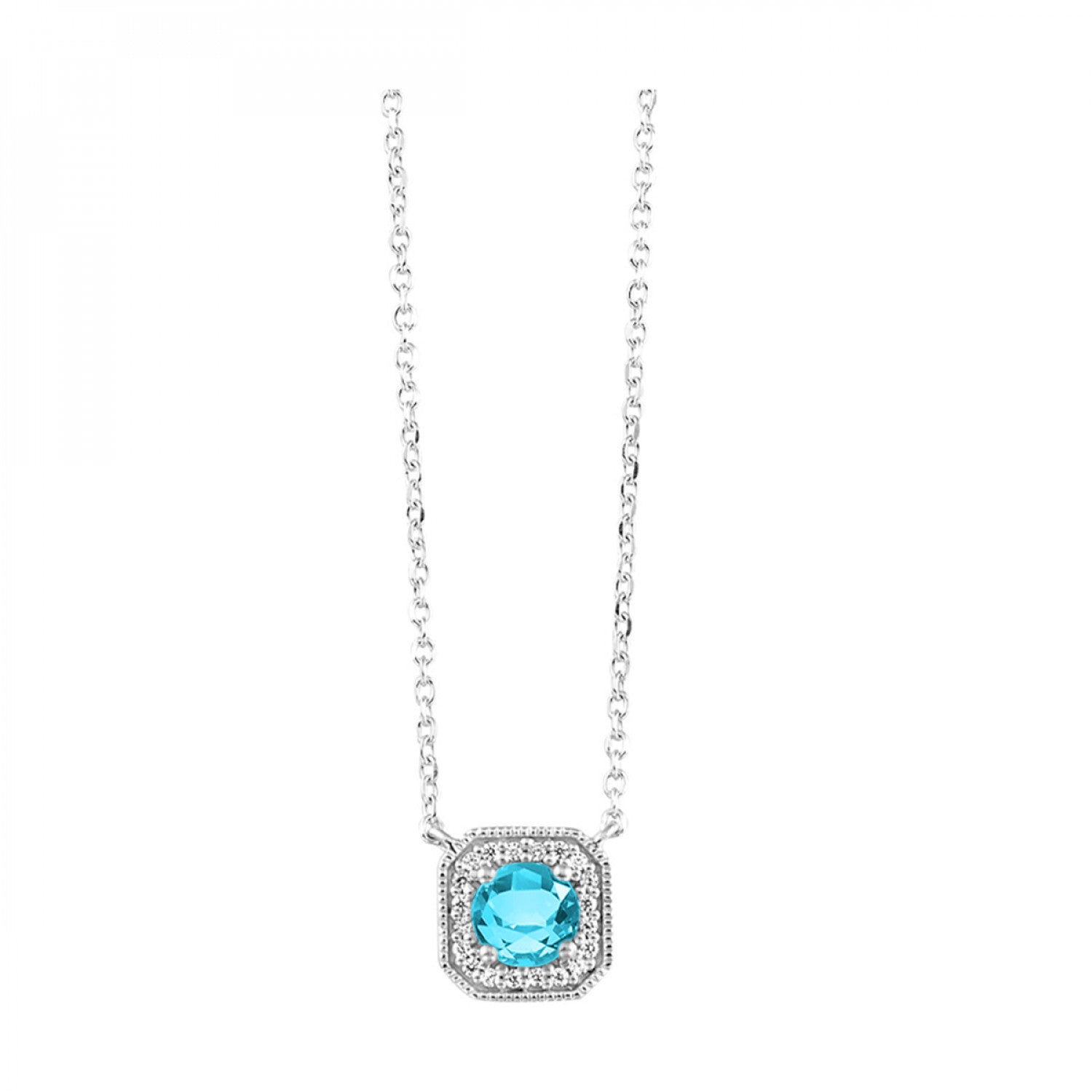 10K White Gold Aqua Pendant