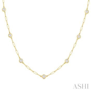 14K Yellow Gold Station Diamond Pendant
