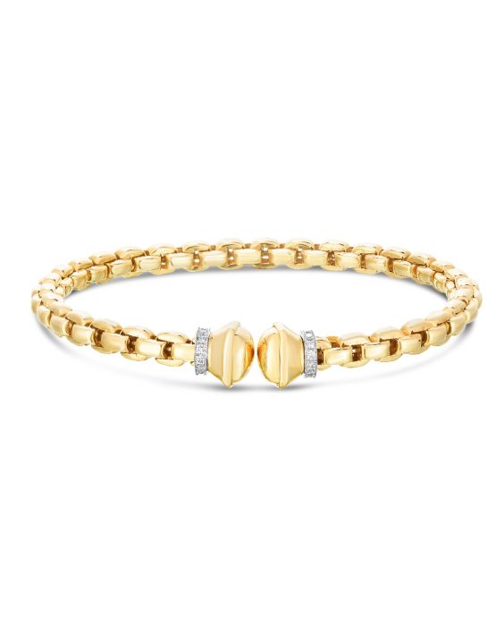 14K Yellow Gold Diamond Cuff Bracelet