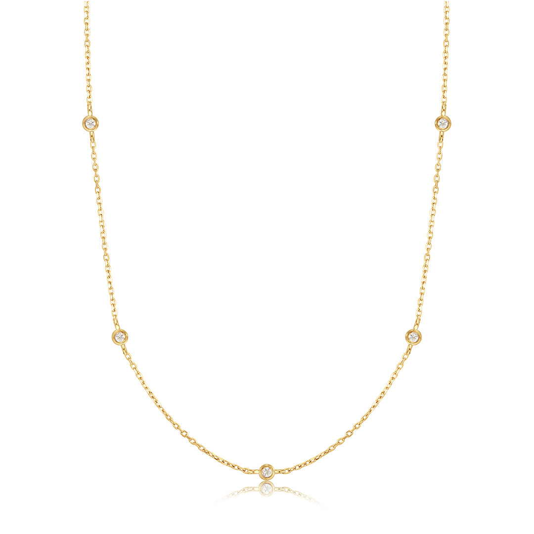 14K Yellow Gold Station Diamond Pendant