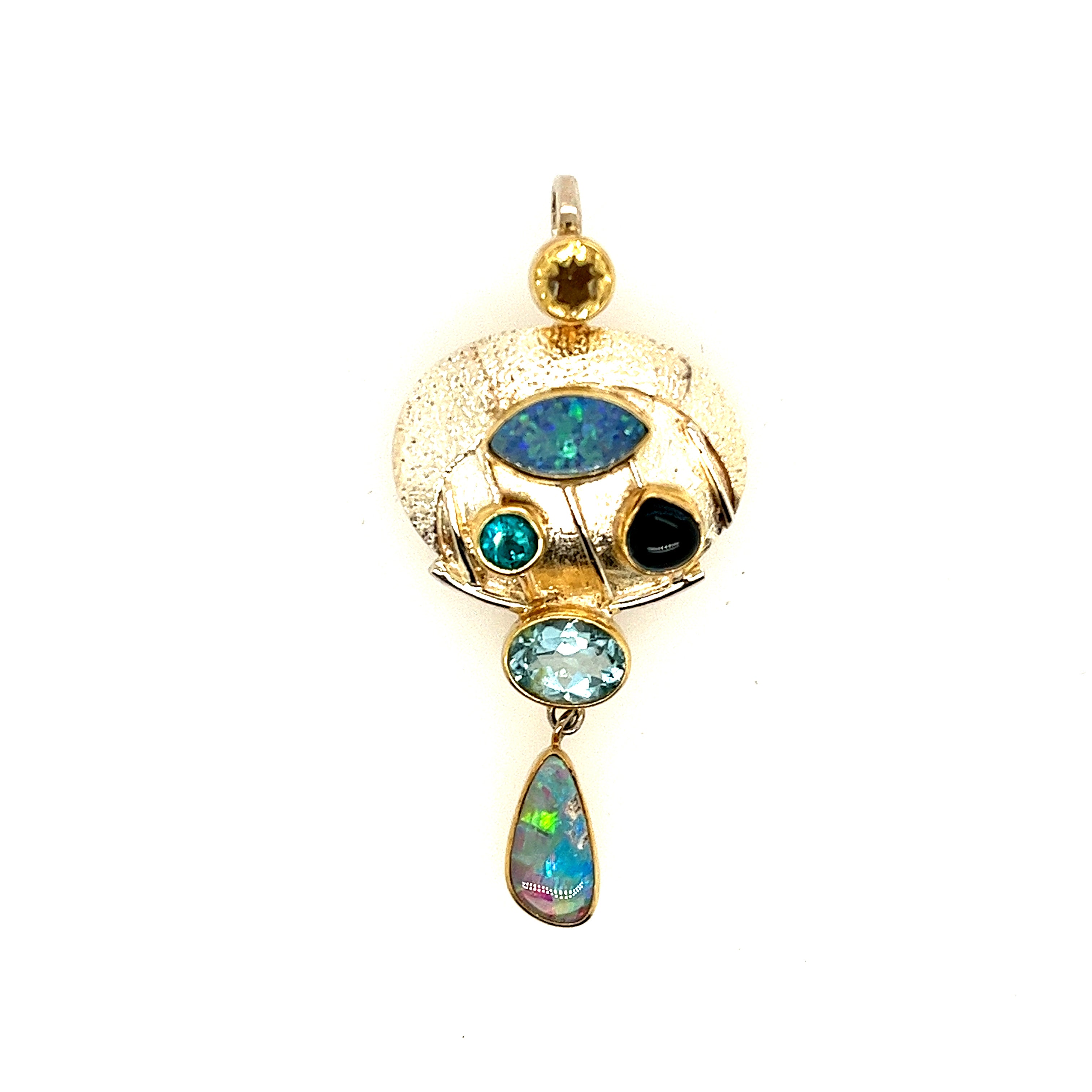 Sterling Silver And Vermeil Quartz Pendant