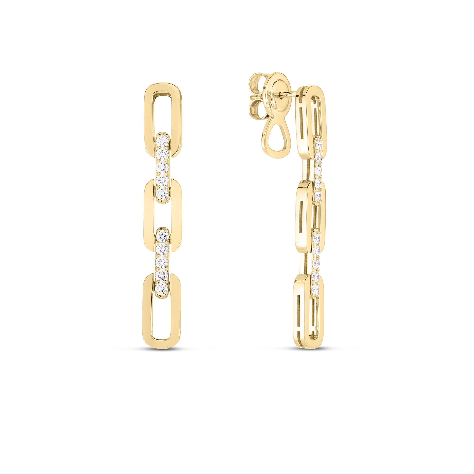 18K Yellow Gold Dangle Diamond Earrings
