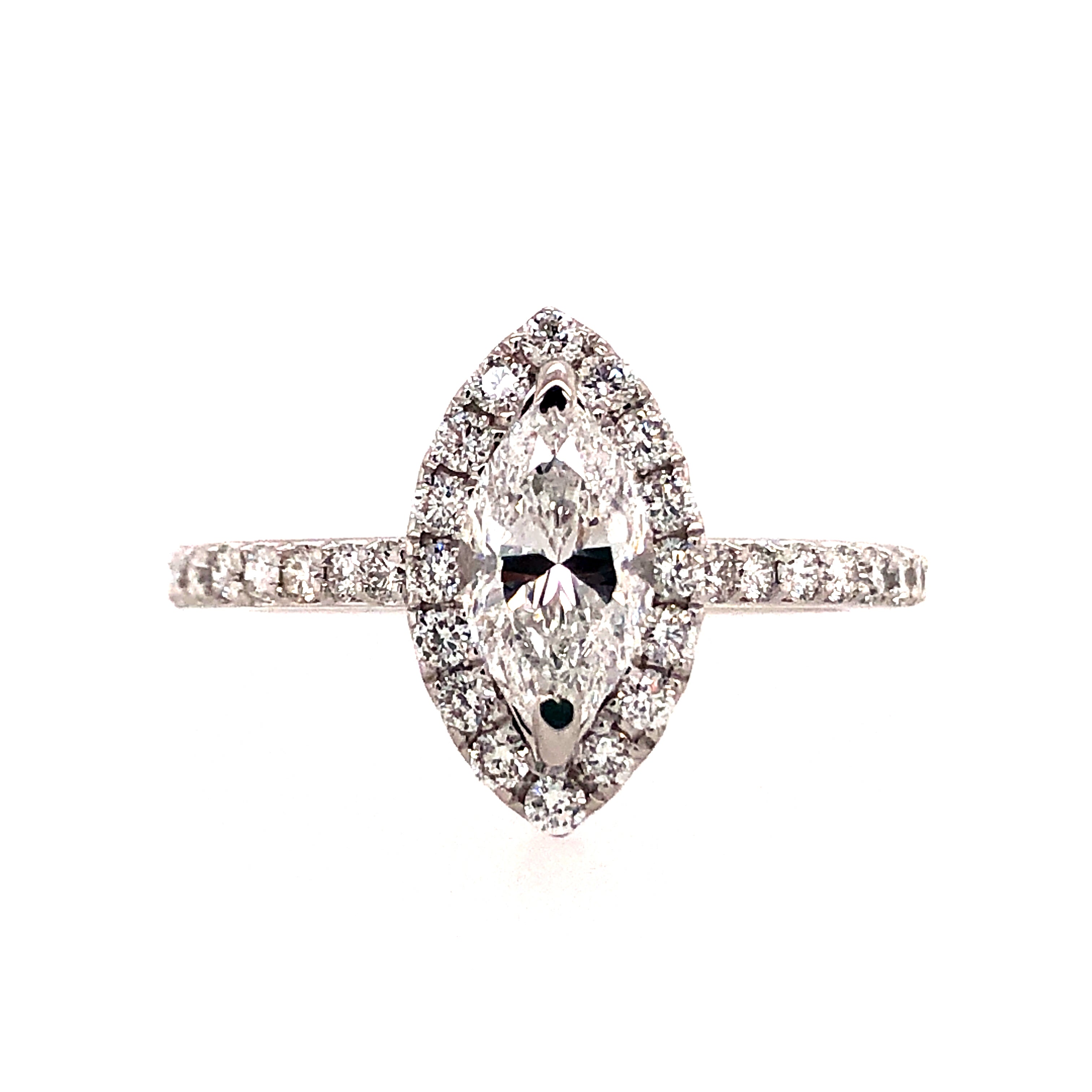 14k White Gold Halo Marquise Cut Lakeshore Diamond Engagement Ring