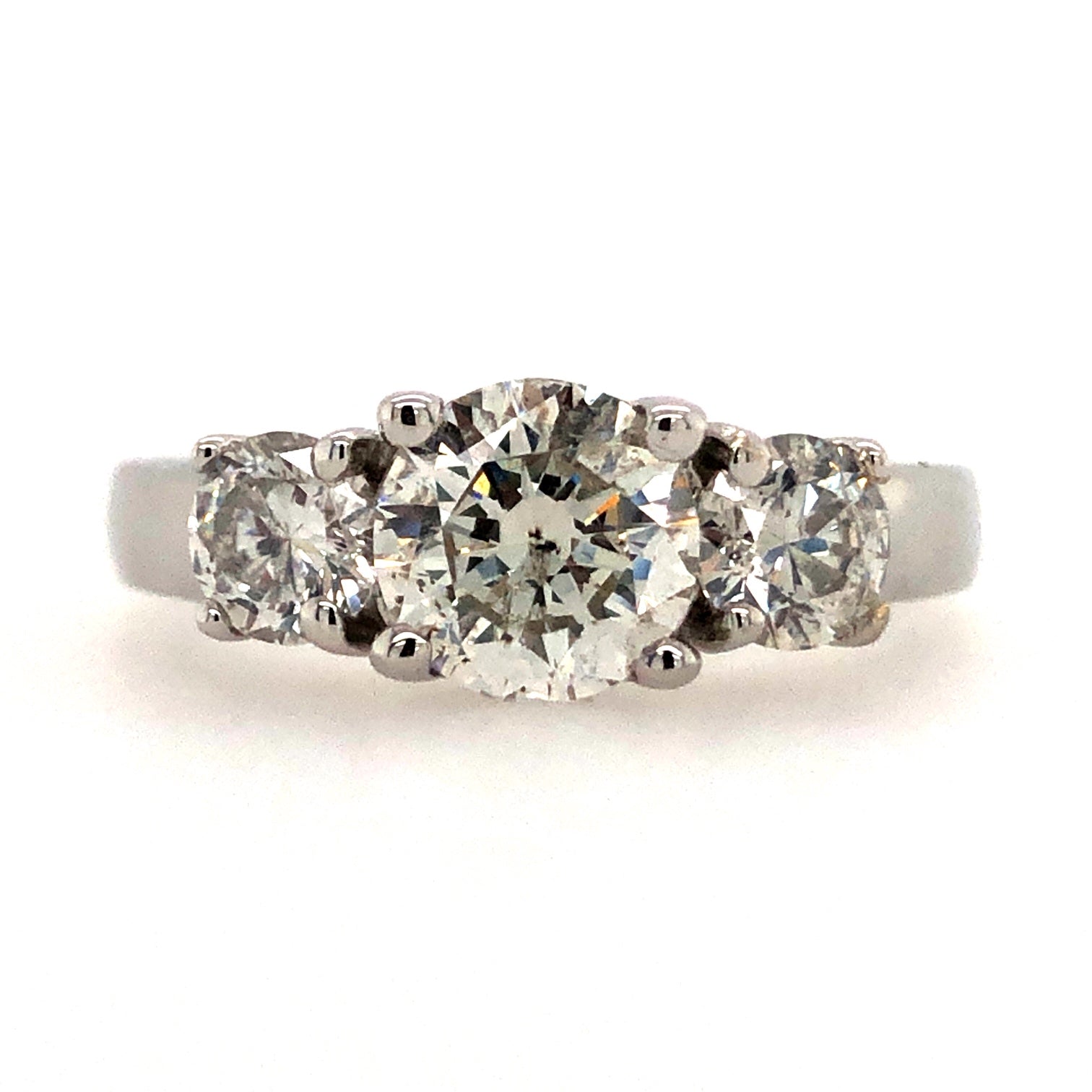 14k White Gold 3 Stone Diamond Anniversary Ring