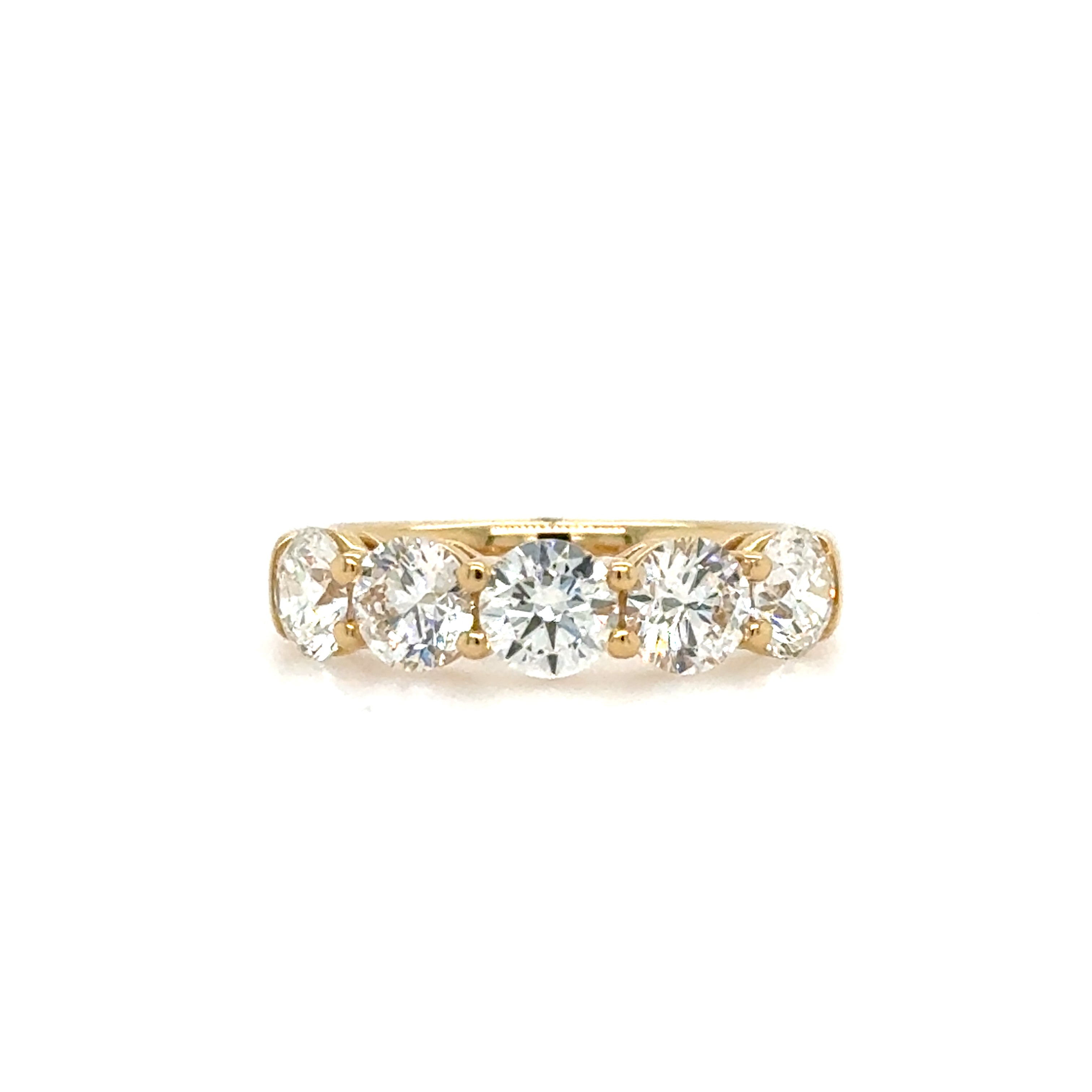 18K Yellow Gold 5 Stone Diamond Anniversary Ring
