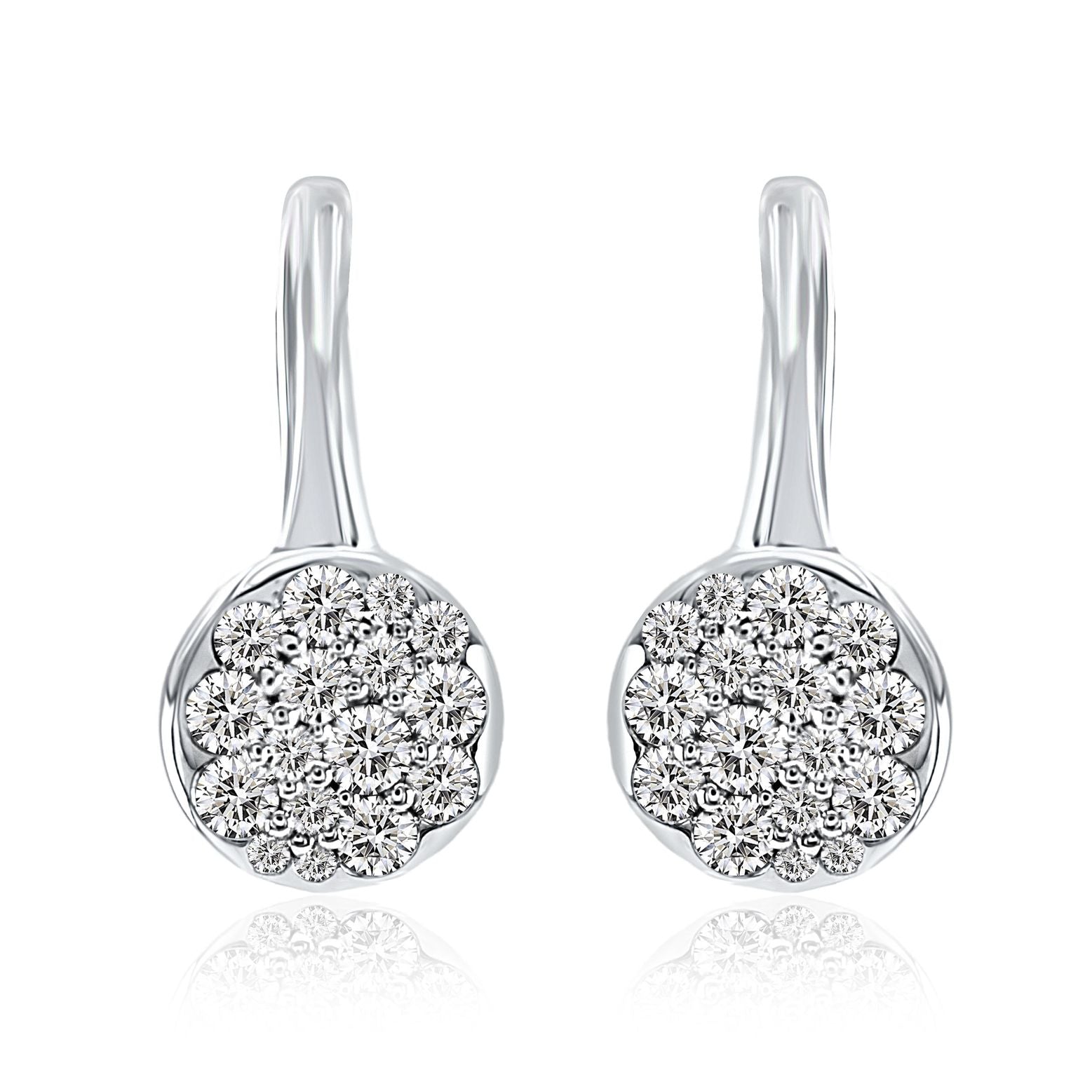 18k White Gold Dangle Diamond Earrings