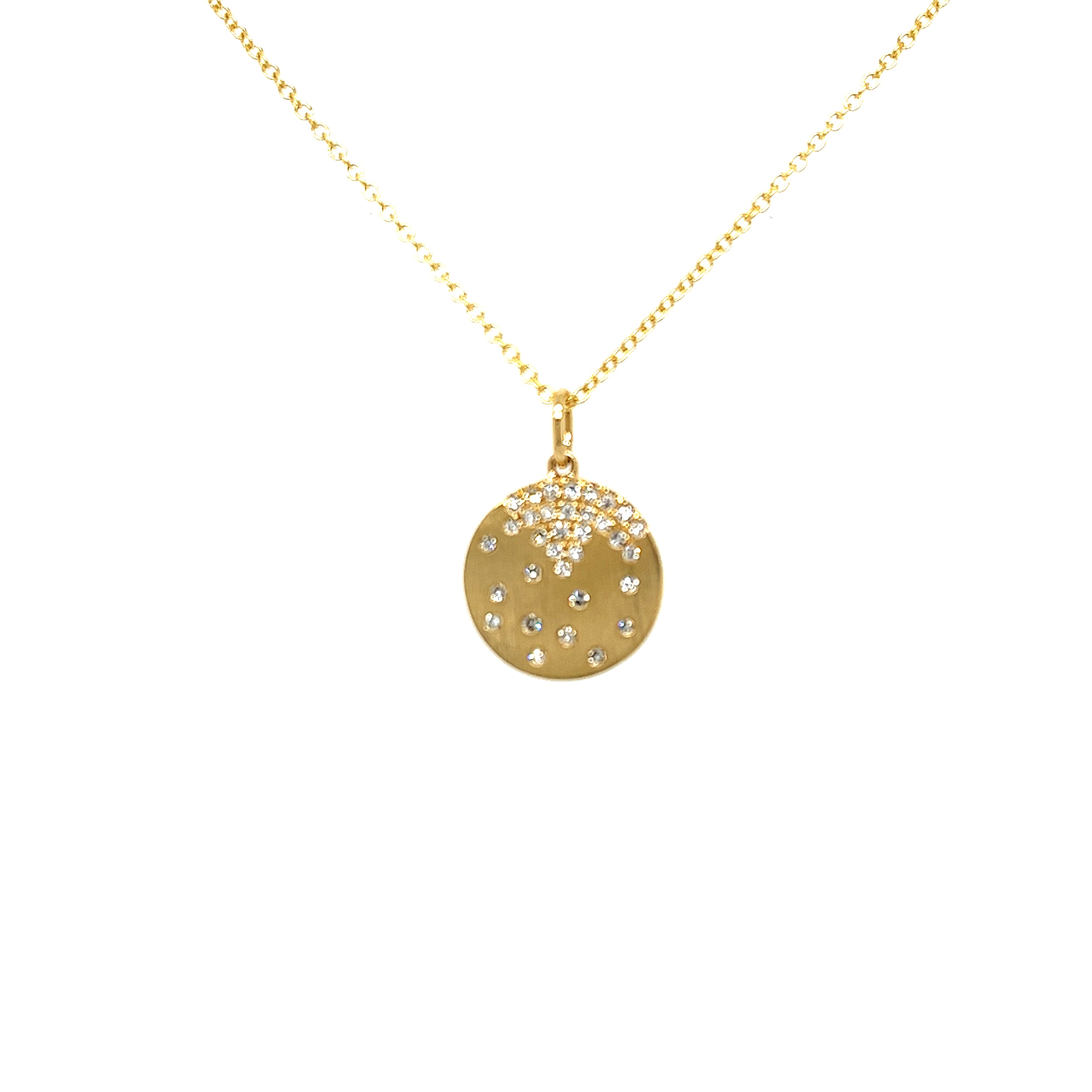 14K Yellow Gold Circle Diamond Pendant