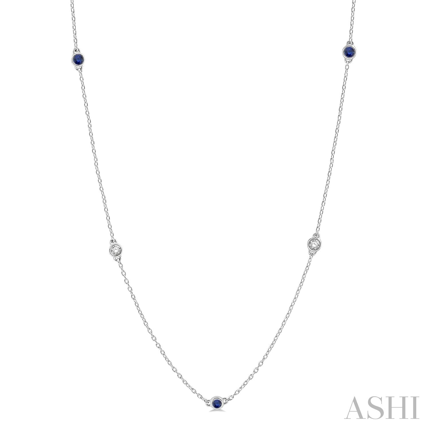 14k White Gold Sapphires Necklace - Ashi Diamonds LLC