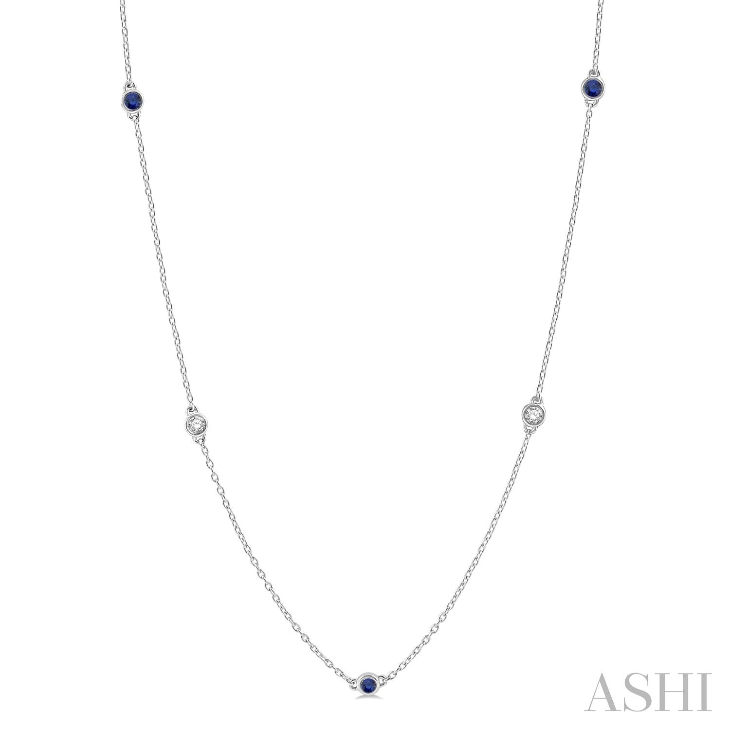 14k White Gold Sapphires Necklace