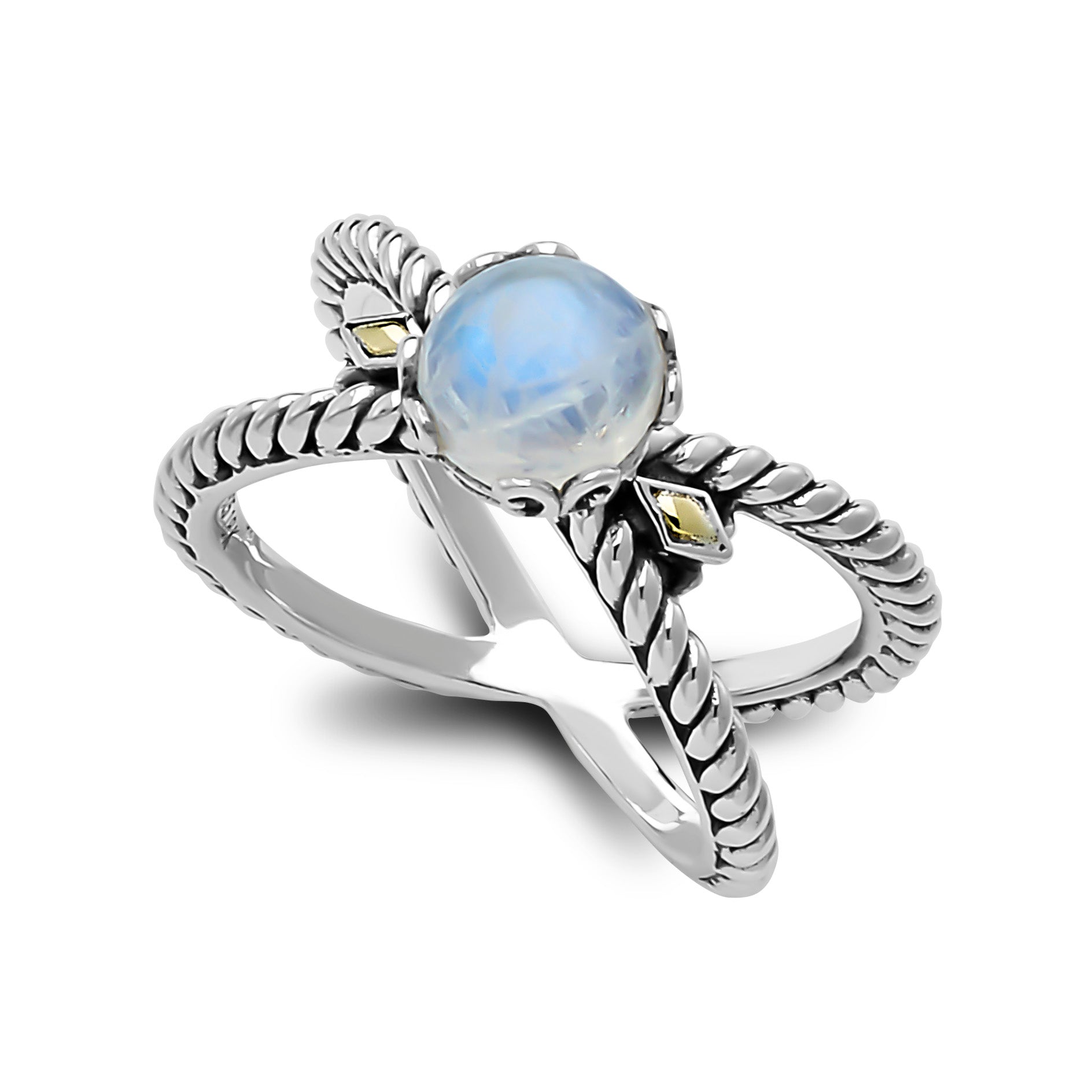 Sterling Silver And 18K Yellow Gold Moonstone Ring