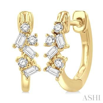 14K Yellow Gold Huggie Diamond Earrings