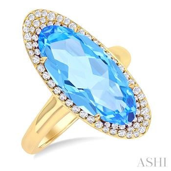 14K Yellow Gold Blue Topaz Ring
