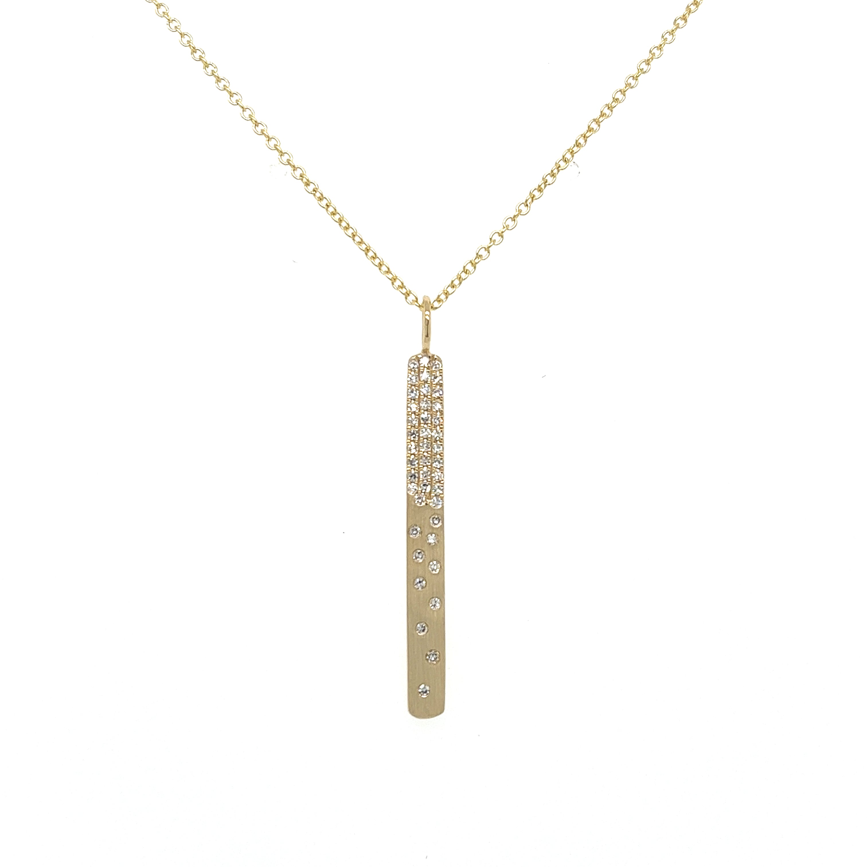 14K Yellow Gold Bar Diamond Pendant