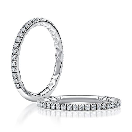 14k White Gold Shared Prong Diamond Wedding Band