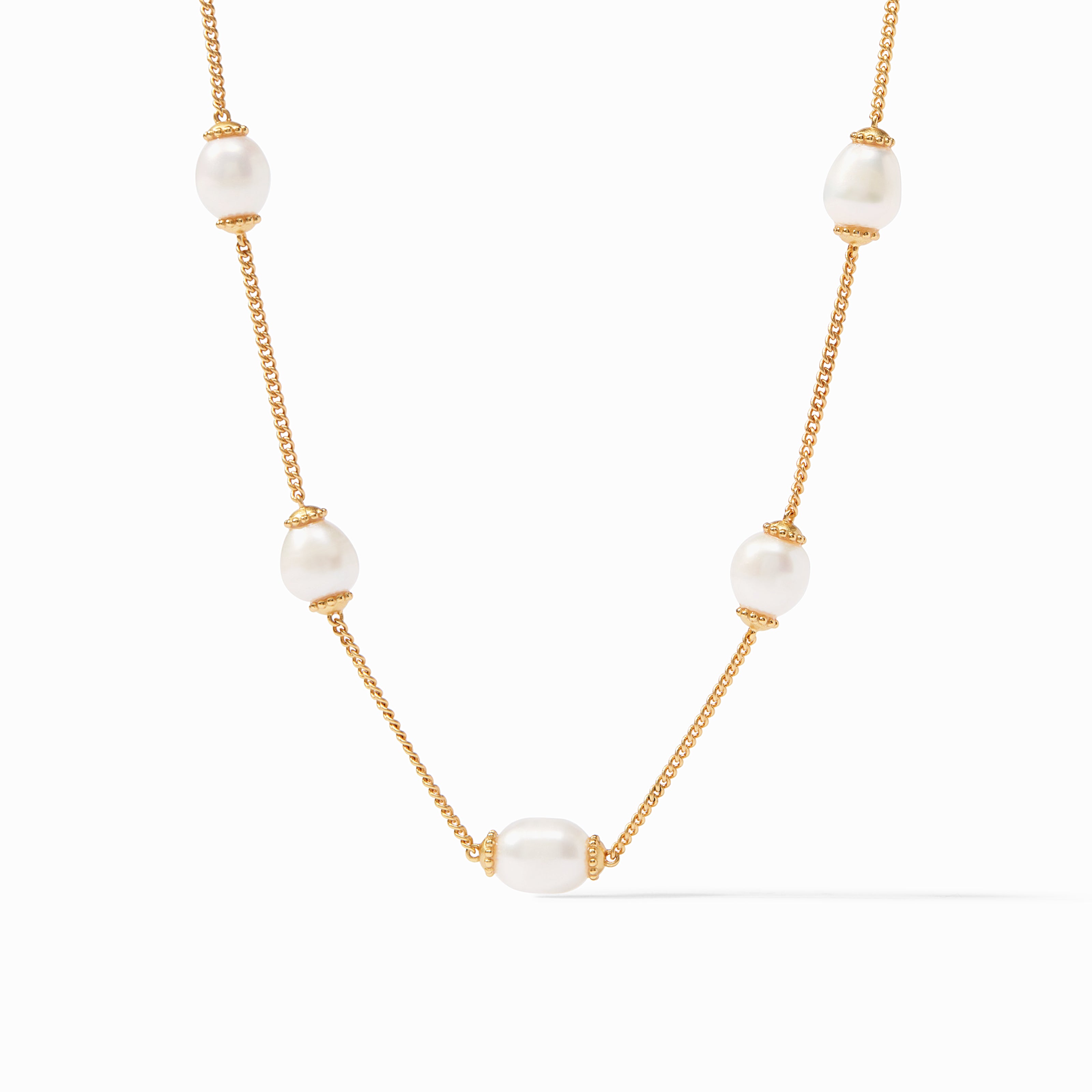 Gold Plated Pearl Station Necklace