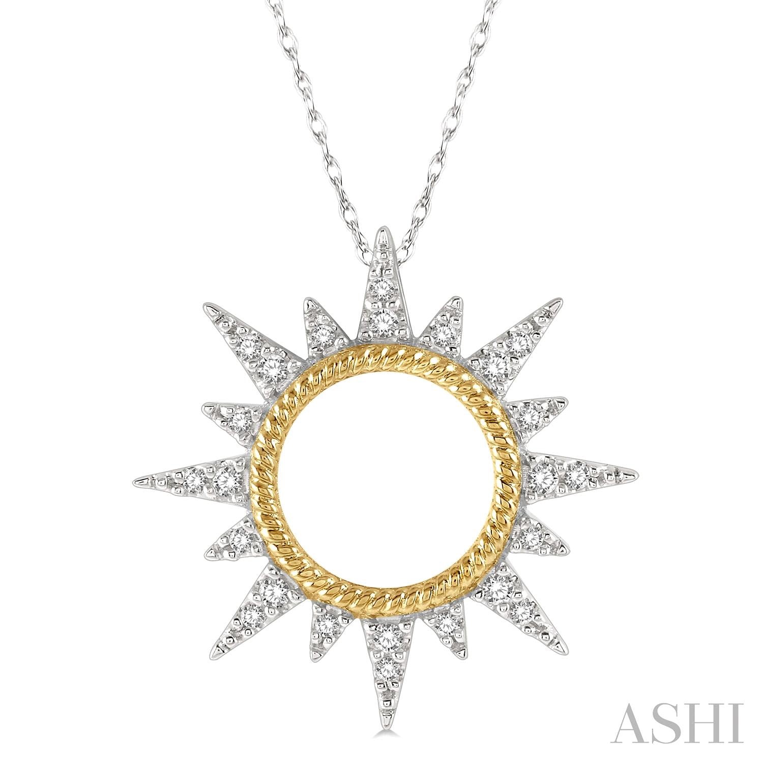 10K Yellow And White Gold Sun Diamond Pendant