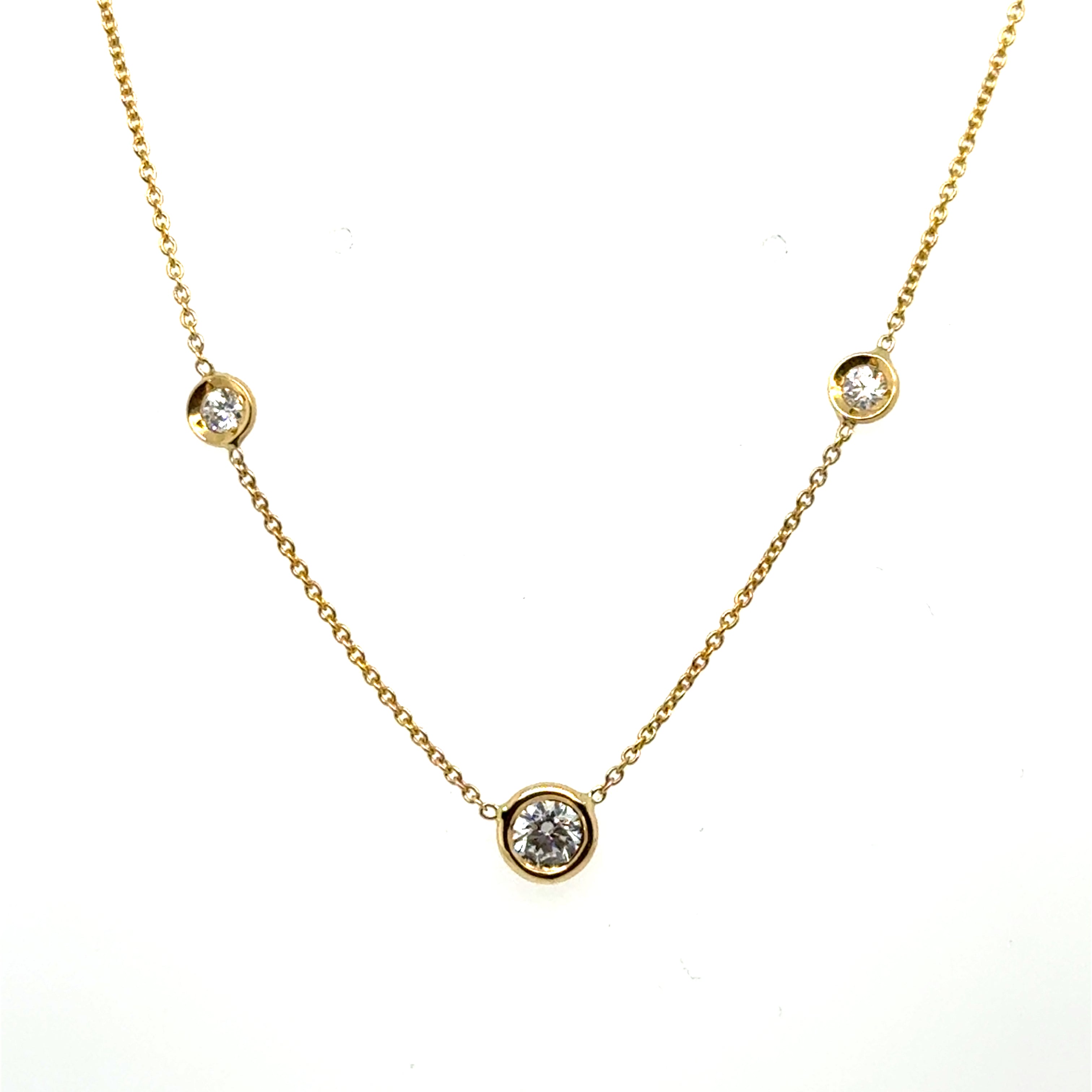 18K Yellow Gold Station Diamond Necklace
