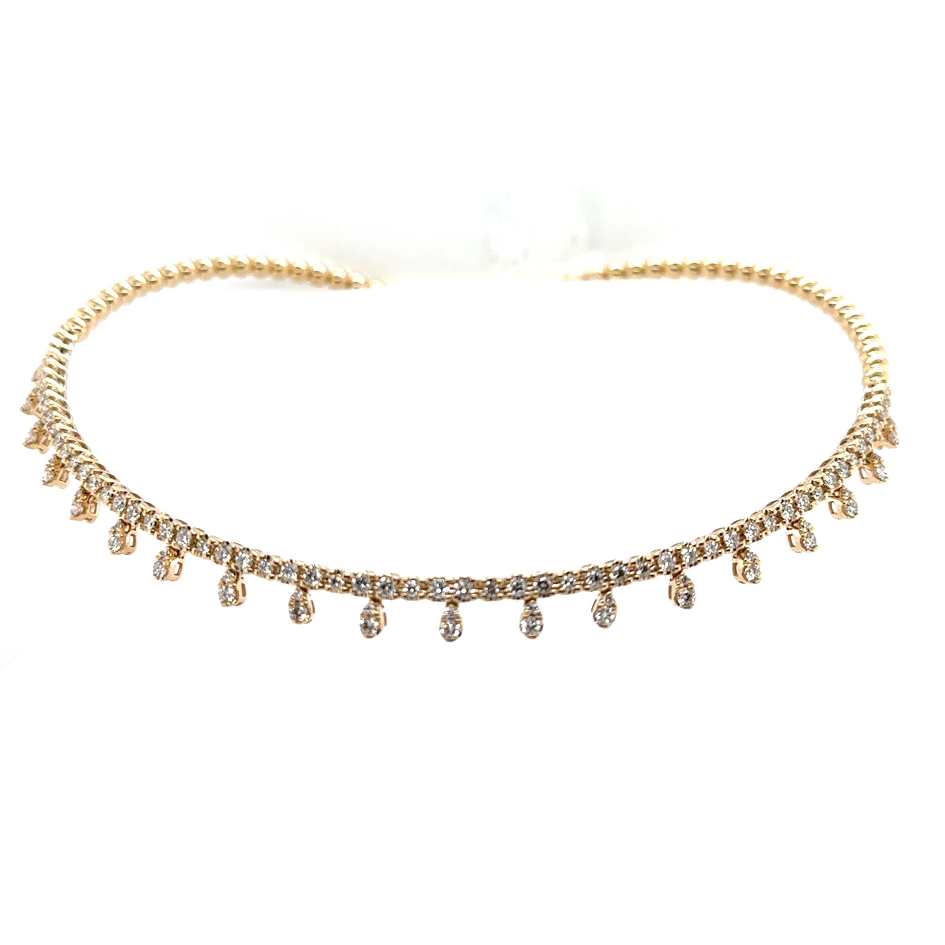 14K Yellow Gold Dangle Choker Diamond Pendant