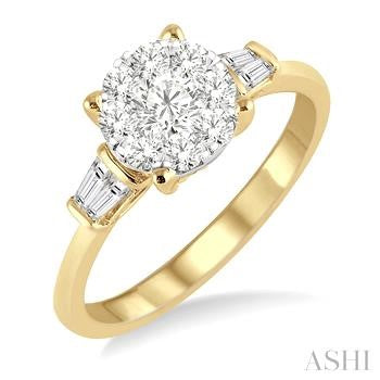 14K Yellow And White Gold Lovebright Round Diamond Engagement Ring