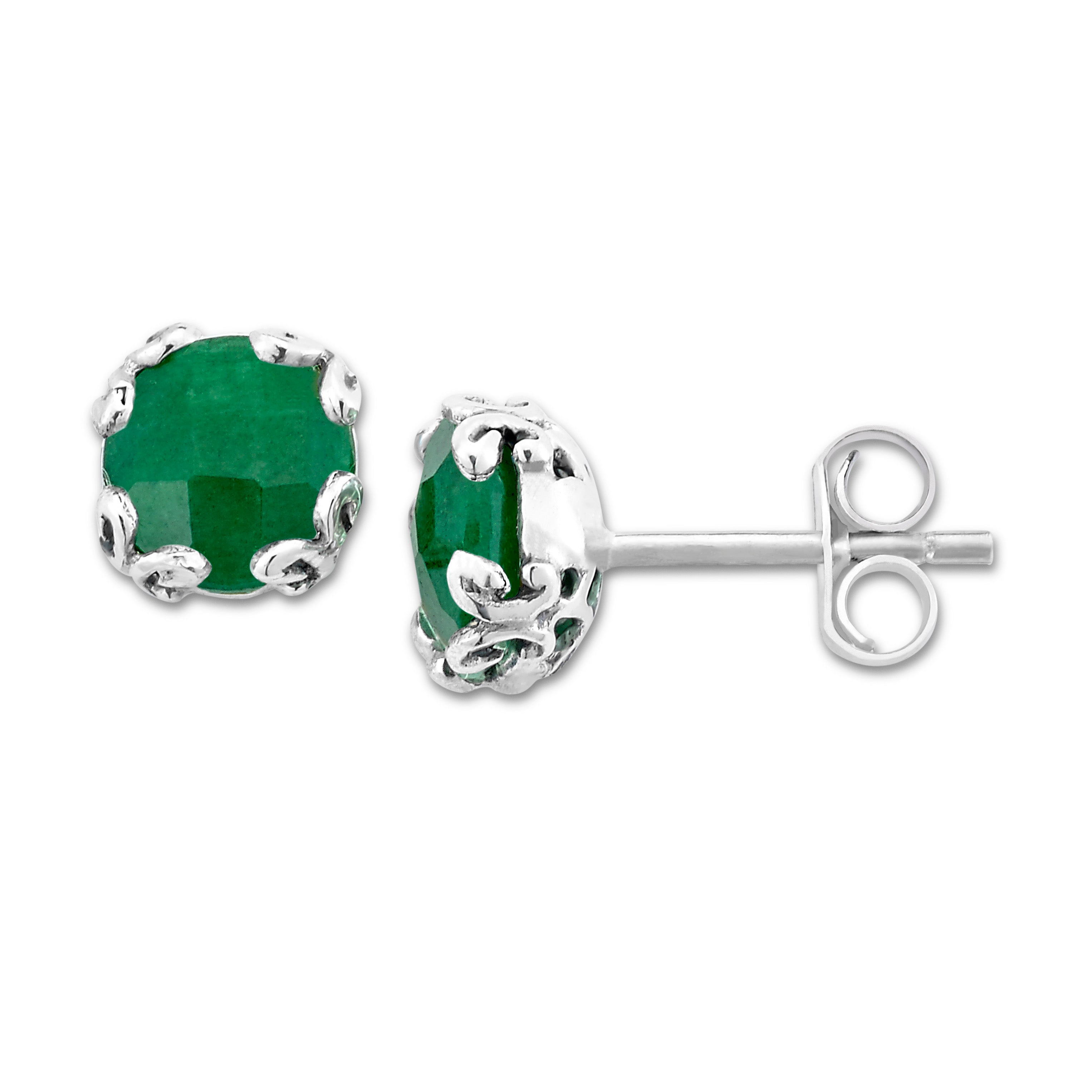 Sterling Silver Emeralds Earrings