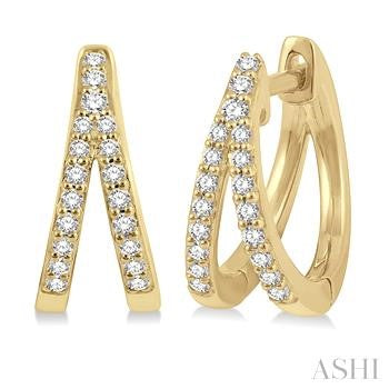 10K Yellow Gold Huggie Diamond Earrings