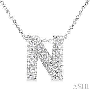 Sterling Silver Bubble Initial Diamond Pendant