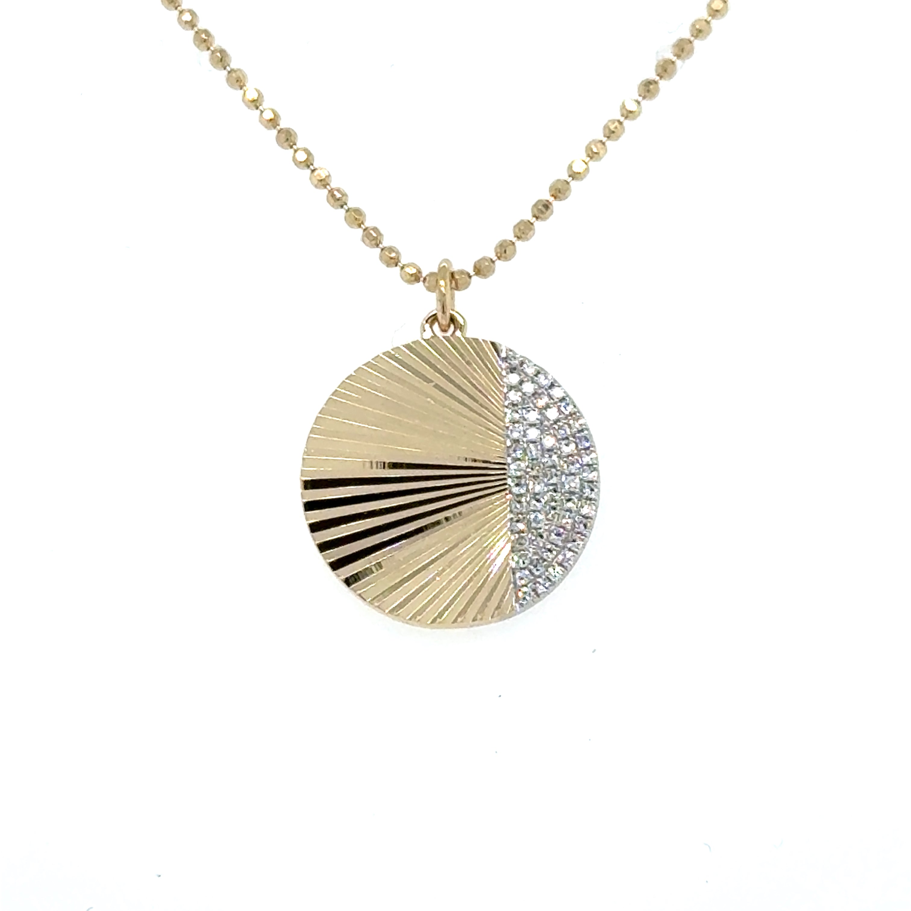 14K Yellow And White Gold Circle Diamond Pendant