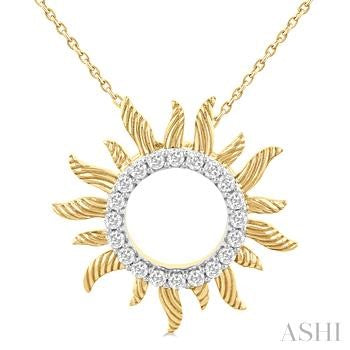10K Yellow And White Gold Sun Diamond Pendant