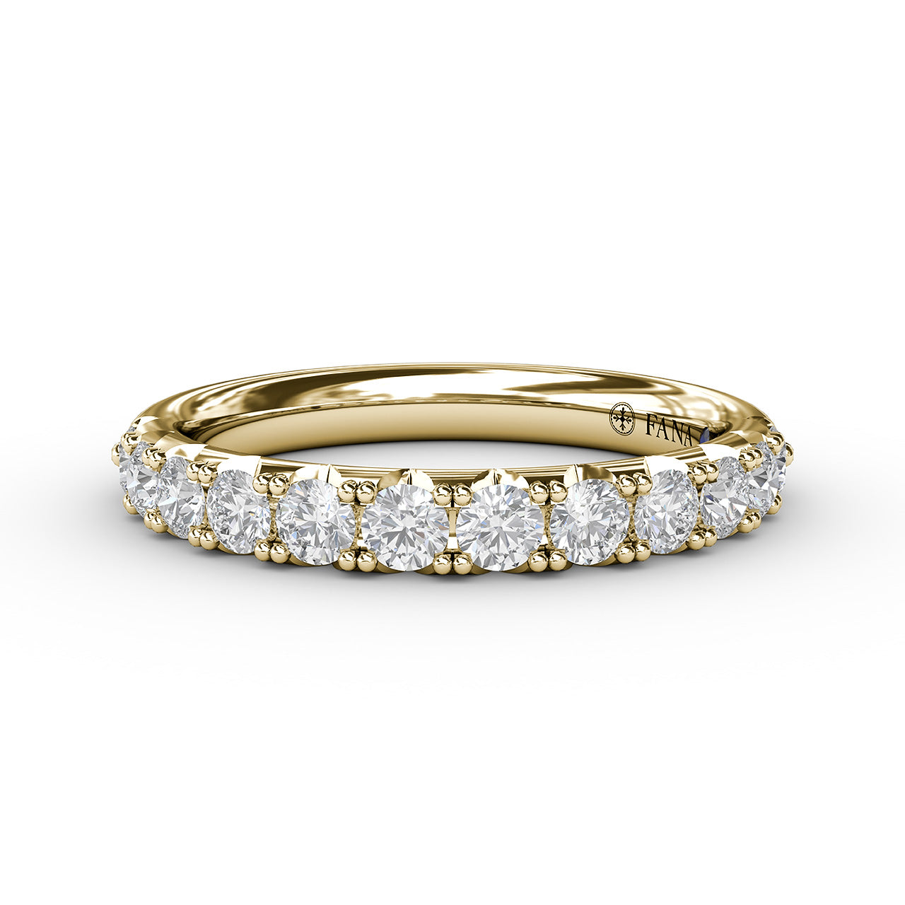 14K Yellow Gold Shared Prong Diamond Wedding Band