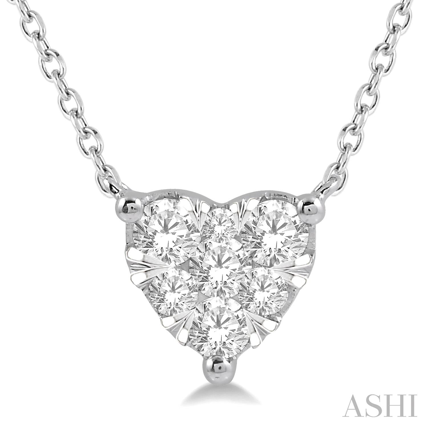14k White Gold Heart Diamond Pendant
