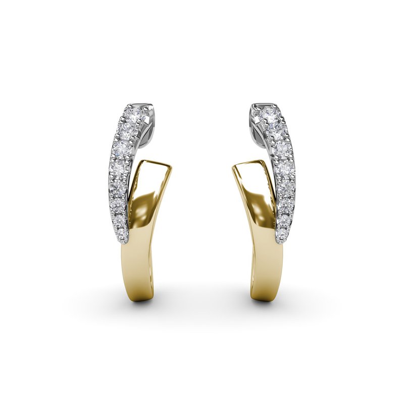 18K Yellow And White Gold Drop Diamond Earrings