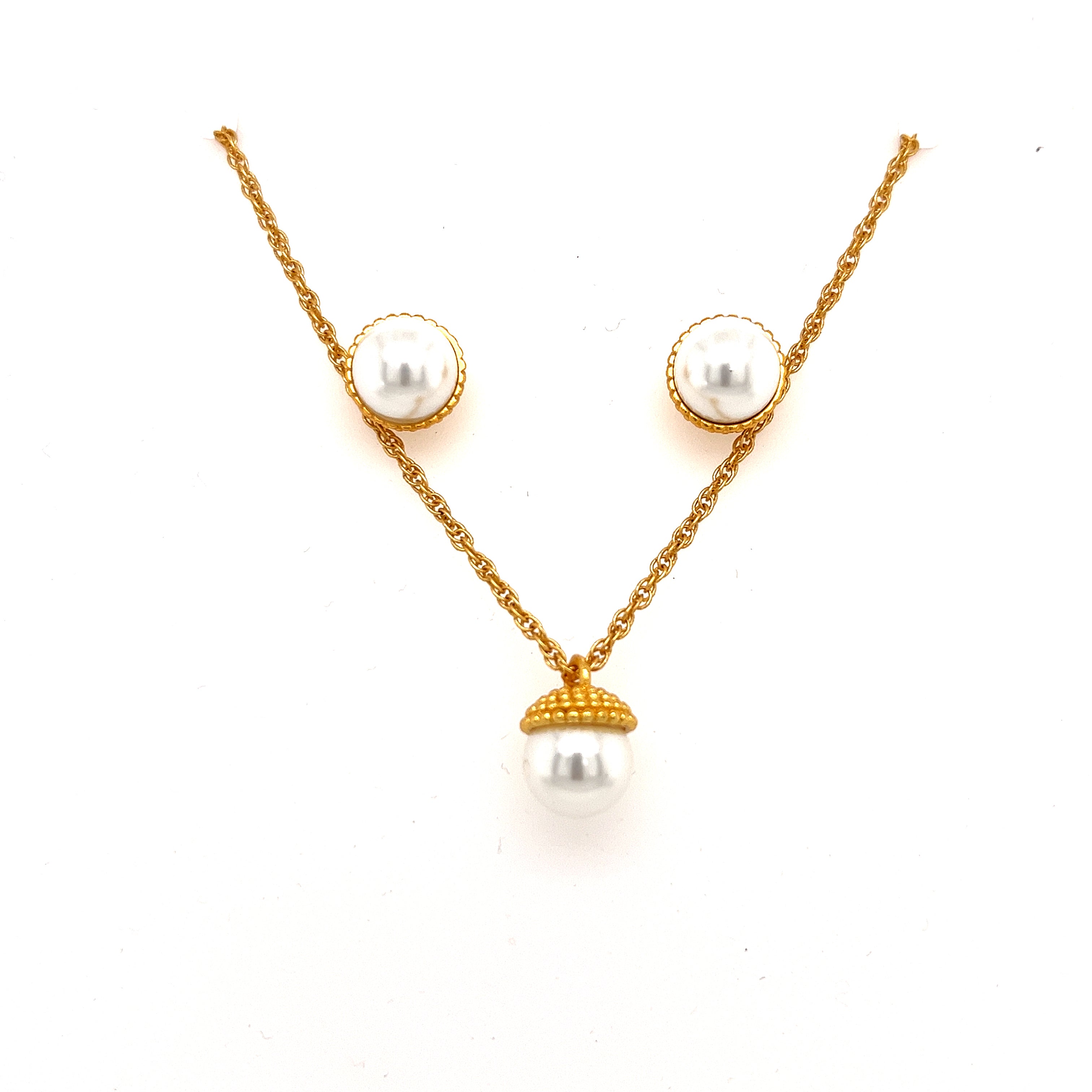 Gold Plated Pearl Necklace/Earring Set
