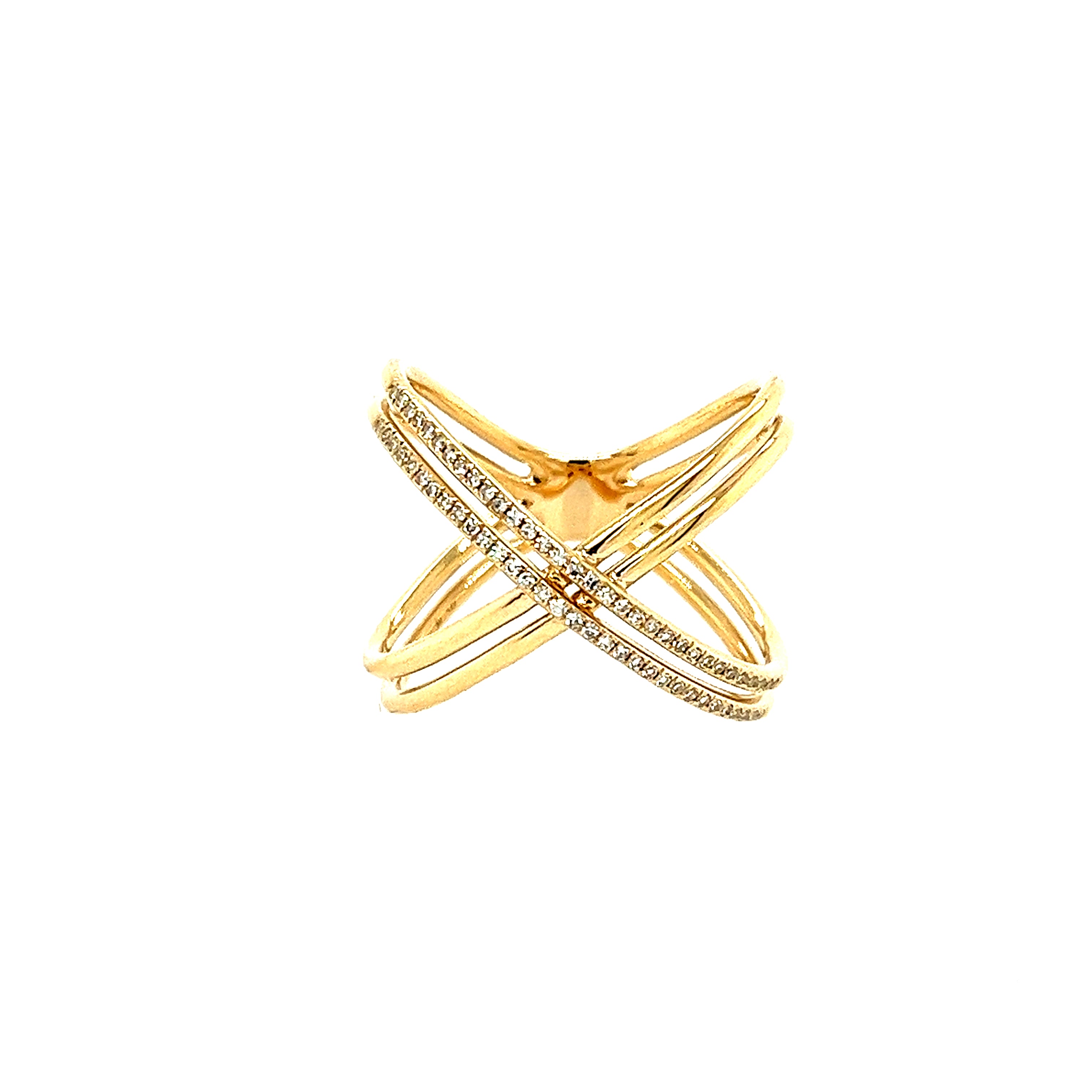 14K Yellow Gold Bridge Diamond Fashion Ring